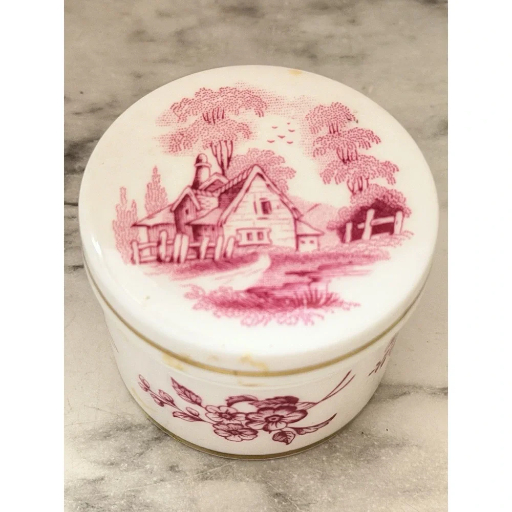 Spode Pink Cottage Trinket Box 250th Anniversary England Bone China (A3212)